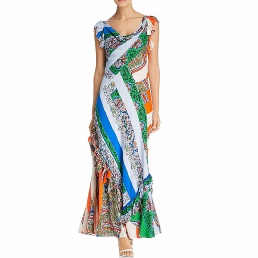 Tory Burch Grand Voyage Ruffled Printed Maxi Dress Size 6